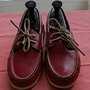 Classic Red Leather Boat Shoes